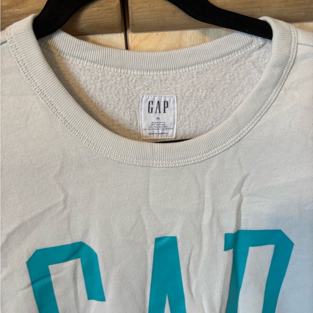 Gap Crewneck Sweatshirt XL Tiffany Blue colored LOGO - Picture 2 of 4
